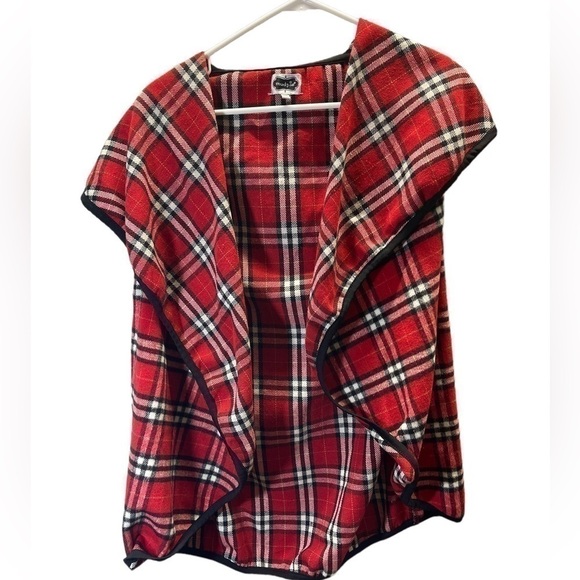 𝅺mudpie PLAID RED & BLACK PLAID CARDIGAN ONE SIZE FITS MOST - Picture 1 of 2